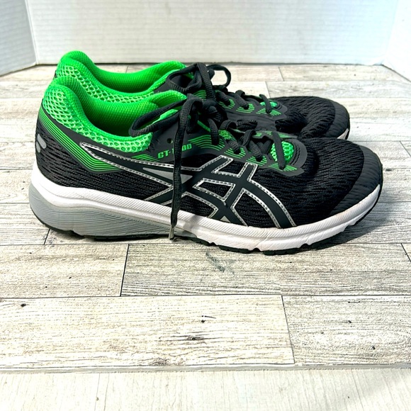 ASICS Women's Black and Green Running Shoes - Picture 1 of 8